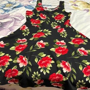 Warehouse one size medium dress colour black with roses